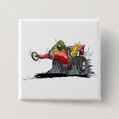 Cartoon dragster vierkante button 5,1 cm (Voorkant)