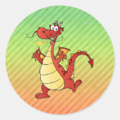 Cartoon drakenontwerp ronde sticker (Voorkant)