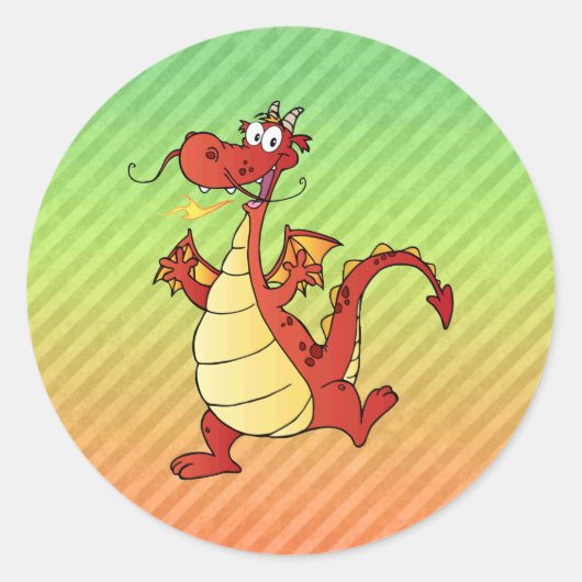Cartoon drakenontwerp ronde sticker (Voorkant)
