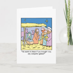 Cartoon Drie van Kerstmis de Wijze Spelen van de Feestdagen Kaart