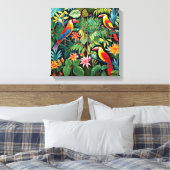 Cartoon drie vogels in jungle kunst canvas afdruk (Insitu (Slaapkamer))
