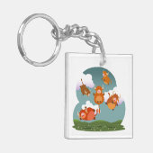 Cartoon drijvende Koeien op het land AcrylSleutelh Sleutelhanger (Voorkant Links)