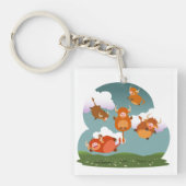 Cartoon drijvende Koeien op het land AcrylSleutelh Sleutelhanger (Voorkant)