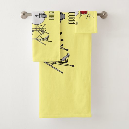 Cartoon Drum kit Bad Handdoek (Insitu)