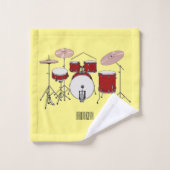 Cartoon Drum kit Bad Handdoek (Wasdoekje)