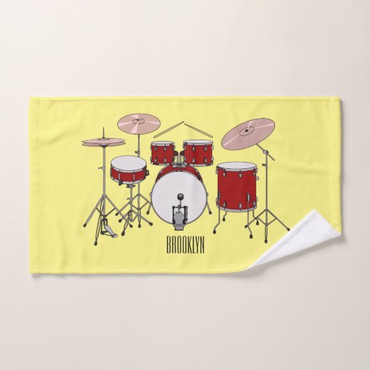 Cartoon Drum kit Bad Handdoek (Handdoek)