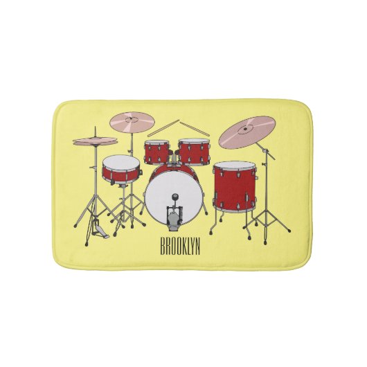 Cartoon Drum kit Badmat (Voorkant)