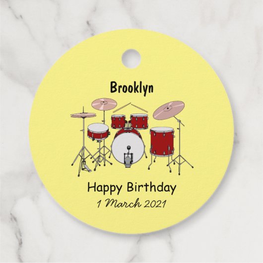 Cartoon Drum kit Bedankjes Labels (Achterkant)