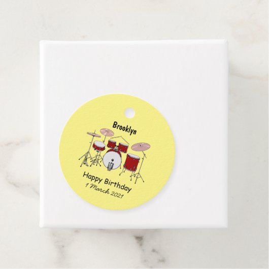 Cartoon Drum kit Bedankjes Labels (In situ)
