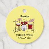 Cartoon Drum kit Bedankjes Labels (Voorkant)