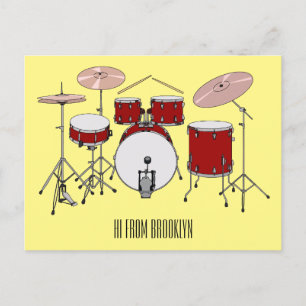Cartoon Drum kit Briefkaart