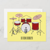 Cartoon Drum kit Briefkaart (Voorkant / Achterkant)