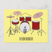 Cartoon Drum kit Briefkaart (Voorkant)