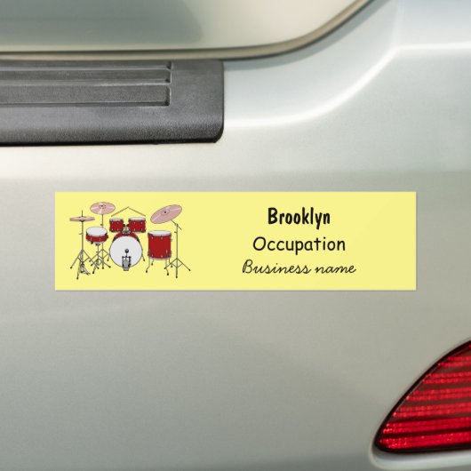 Cartoon Drum kit Bumpersticker (Op auto)