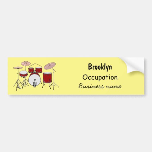 Cartoon Drum kit Bumpersticker (Voorkant)