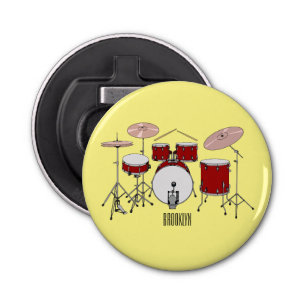 Cartoon Drum kit Button Flesopener