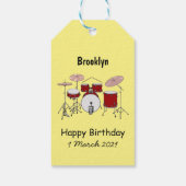 Cartoon Drum kit Cadeaulabel (Achterkant)