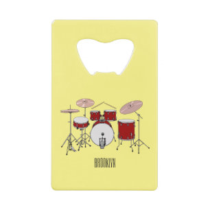 Cartoon Drum kit Creditkaart Flessenopener