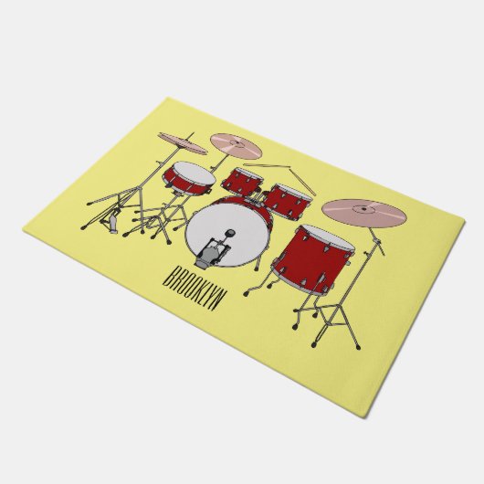 Cartoon Drum kit Deurmat (Schuin)