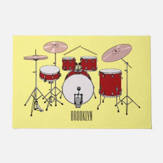Cartoon Drum kit Deurmat (Voorkant)