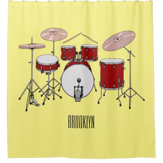 Cartoon Drum kit Douchegordijn (Voorkant)