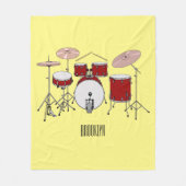 Cartoon Drum kit Fleece Deken (Voorkant)