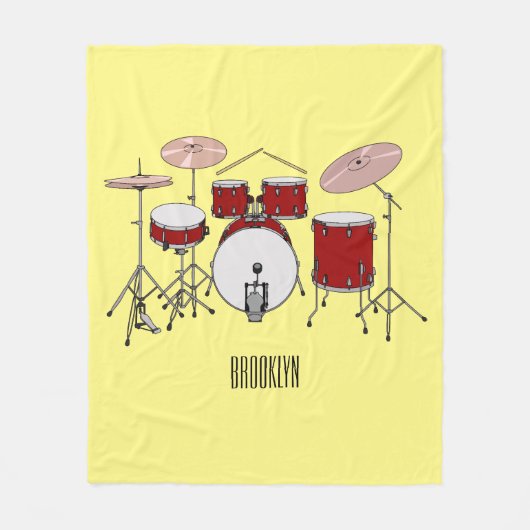 Cartoon Drum kit Fleece Deken (Voorkant)
