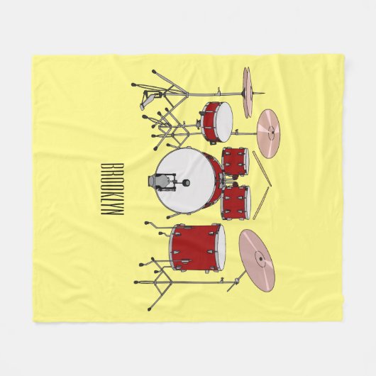 Cartoon Drum kit Fleece Deken (Voorkant (Horizontaal))