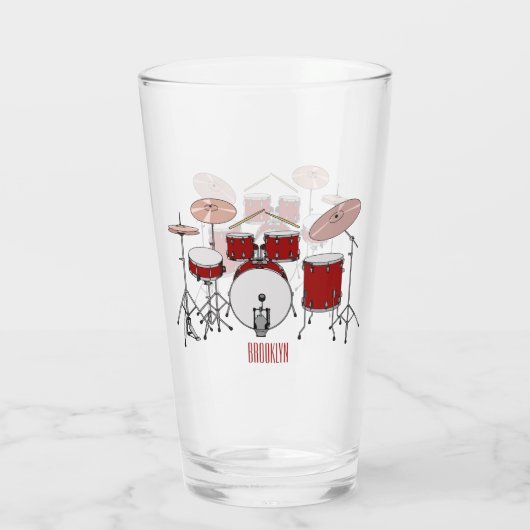 Cartoon Drum kit Glas (Achterkant)