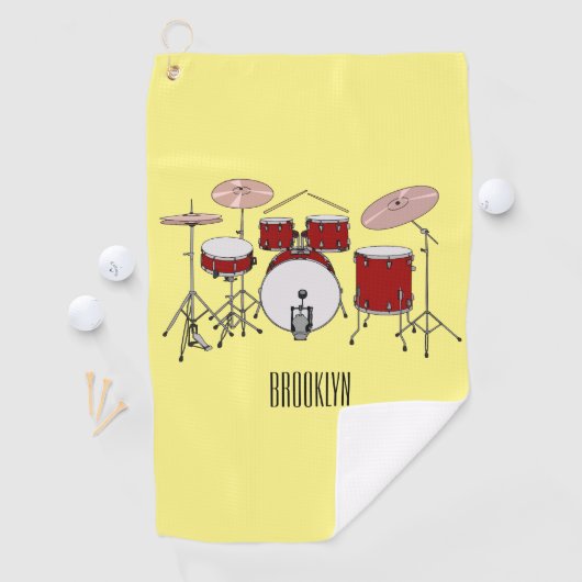 Cartoon Drum kit Golfhanddoek (Insitu)