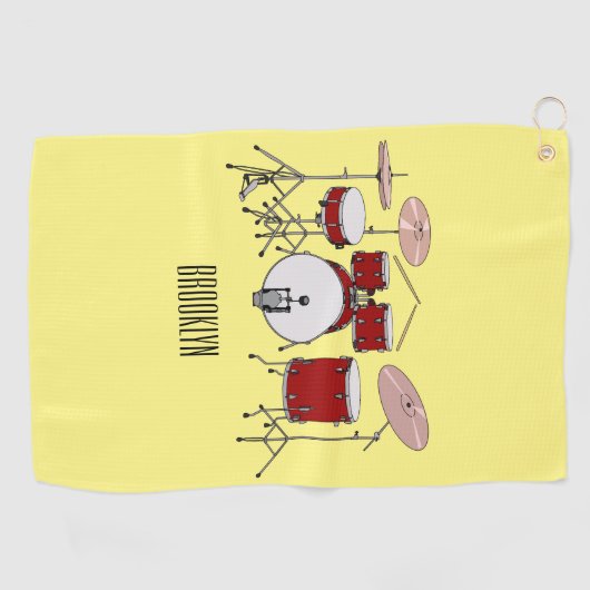Cartoon Drum kit Golfhanddoek (Horizontaal)