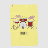 Cartoon Drum kit Golfhanddoek (Voorkant)