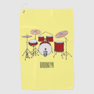 Cartoon Drum kit Golfhanddoek