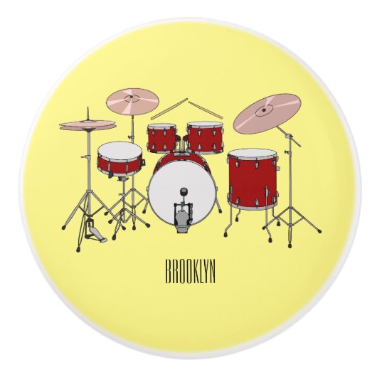 Cartoon Drum kit Keramische Knop (Voorkant)