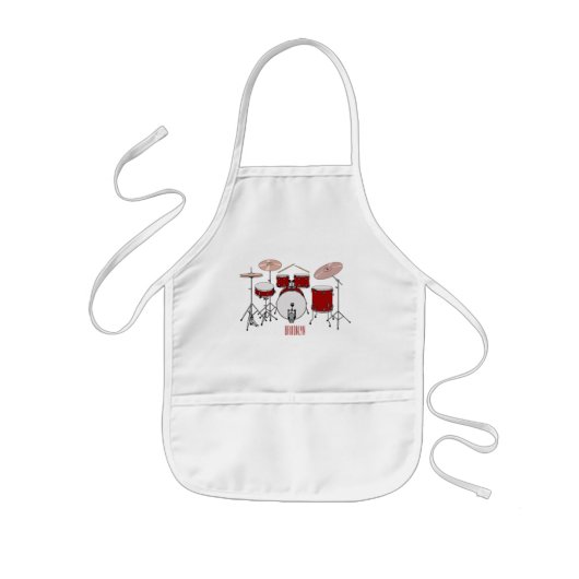 Cartoon Drum kit Kinder Schort (Voorkant)
