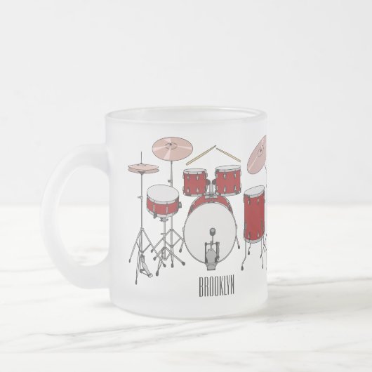 Cartoon Drum kit Matglas Koffiemok (Links)