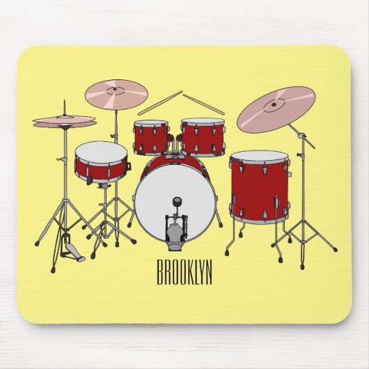Cartoon Drum kit Muismat (Voorkant)
