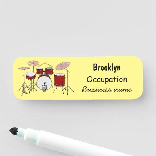 Cartoon Drum kit Naamplaatje (In situ)