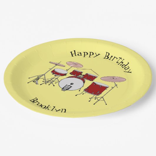 Cartoon Drum kit Papieren Bordje (Gekanteld)