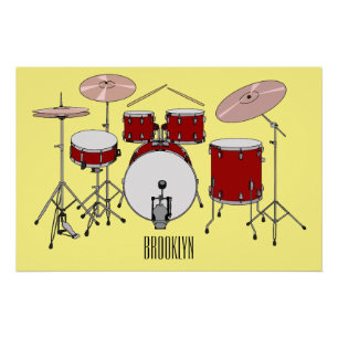 Cartoon Drum kit Perfect Poster