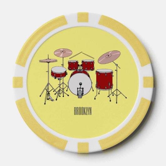 Cartoon Drum kit Poker Chips (Voorkant)