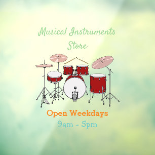 Cartoon Drum kit Raamsticker