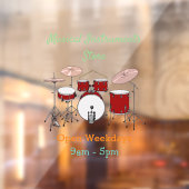 Cartoon Drum kit Raamsticker (Vel 2)