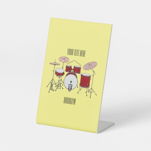 Cartoon Drum kit Reclamebord Met Voetstuk (Voorkant)