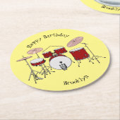Cartoon Drum kit Ronde Kartonnen Onderzetter (Gebogen)