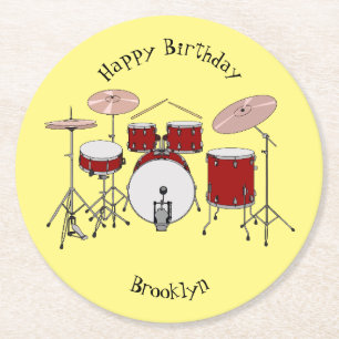 Cartoon Drum kit Ronde Kartonnen Onderzetter