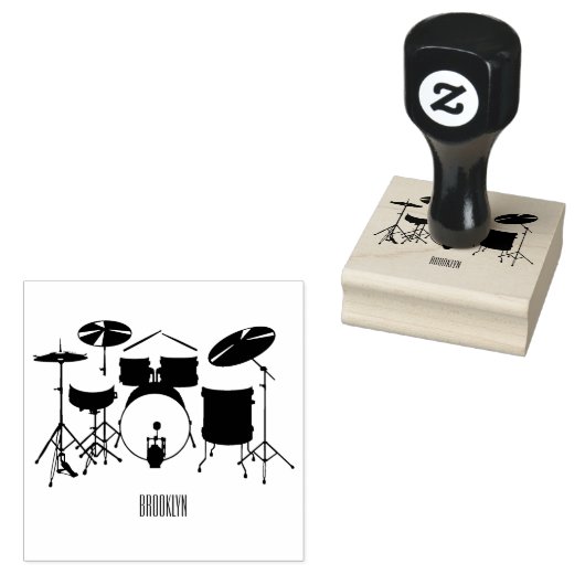 Cartoon Drum kit Rubberstempel (Gestempeld)