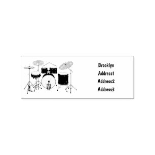 Cartoon Drum kit Rubberstempel