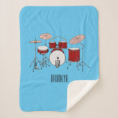 Cartoon Drum kit Sherpa Deken (Voorkant)