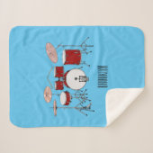 Cartoon Drum kit Sherpa Deken (Voorkant (horizontaal))